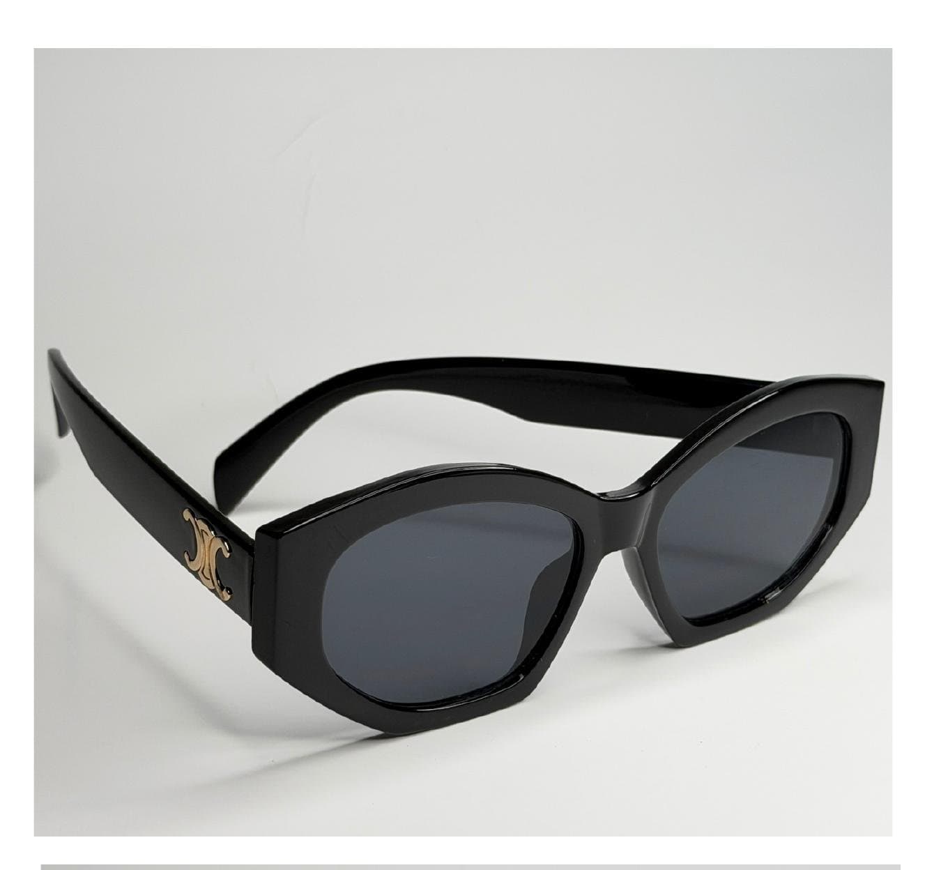 Cat-Eye, Preto, Acento Dourado, Cinza